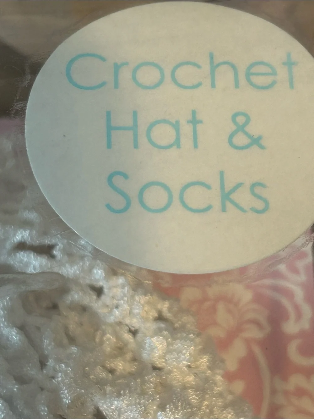 Nursery Rhyme White Crochet Baby Hat with Flower and Matching Socks